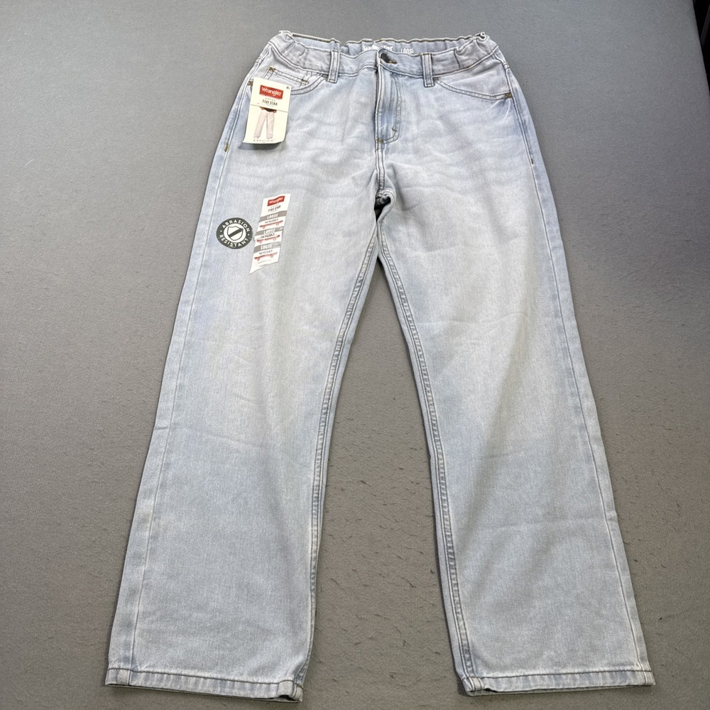 WRANGLER BOYS LOOSE FIT ADJUSTABLE DENIM JEANS PANTS SIZE 14 HUSKY ABRASION J24